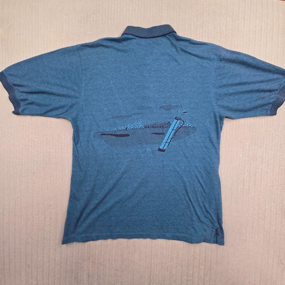 Vintage Pro Celebrity Polo Shirt Mens 2XL Blue Golf Course Graphic Double Sided - Picture 9 of 11